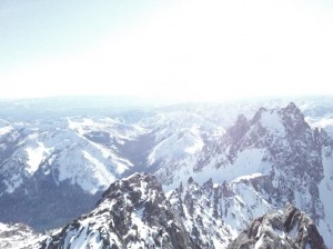 From the summit: Hard to make out in the photo but in the background is Adams and Mr. Rainier completing the four volcano day.