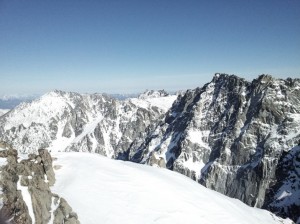 The frozen Colchuck Lake I walked over